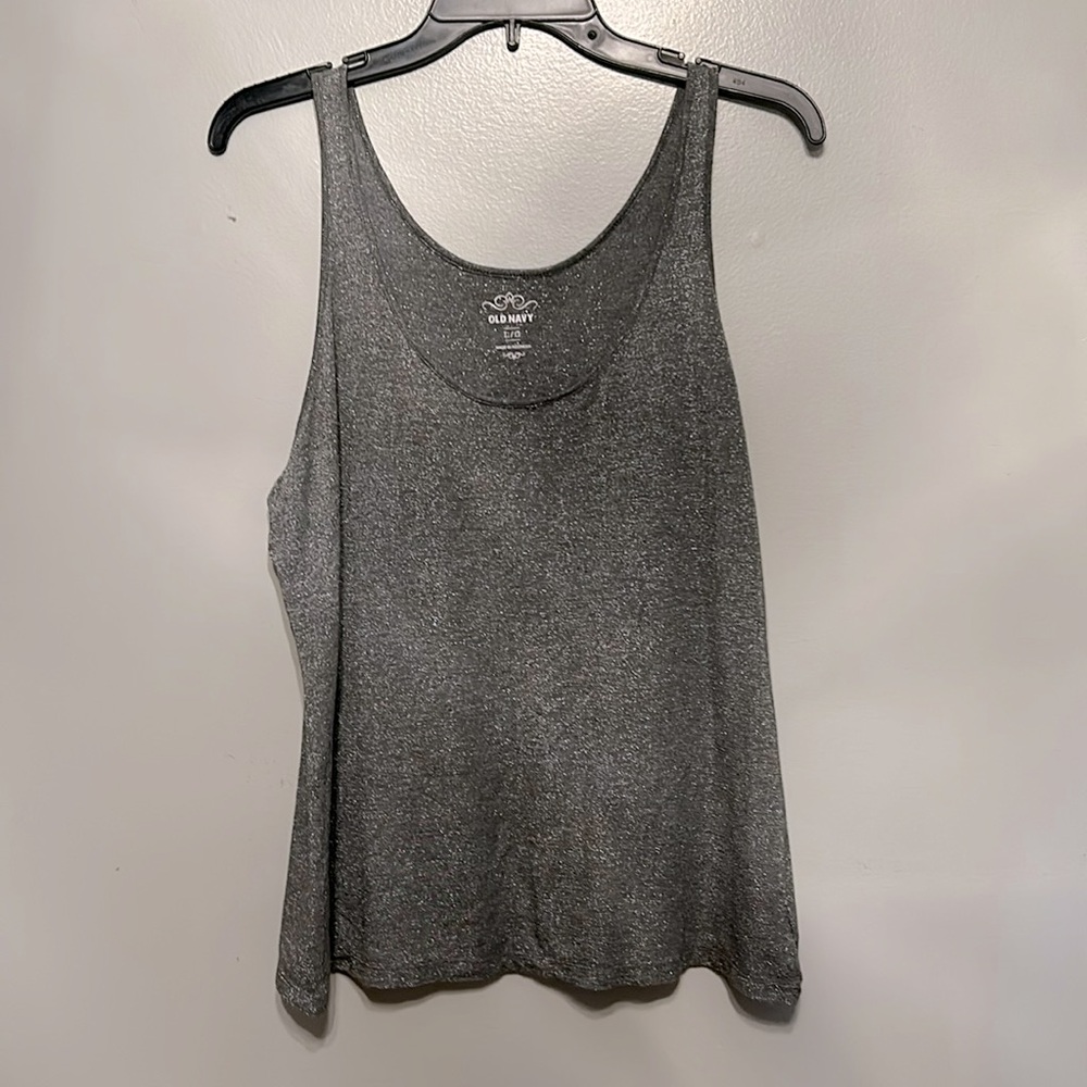 Silver shiny tank top size Large